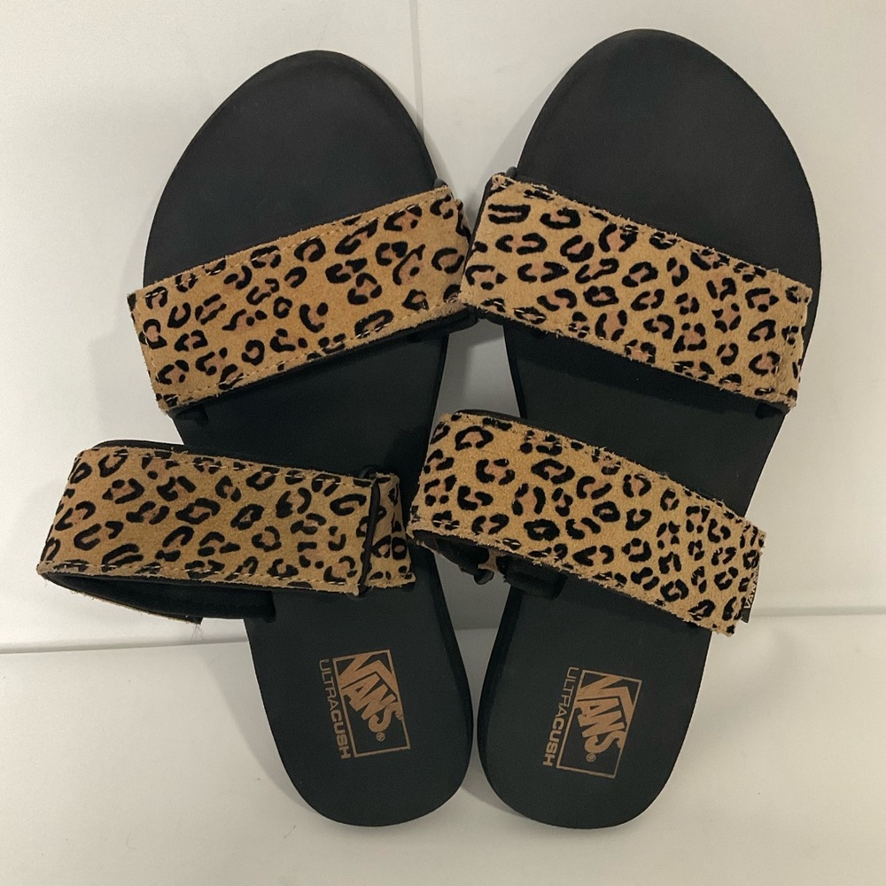 Vans Cayucas Mega Platform Cheetah Sandals Double Strap Self Adhesive; EUC. - Picture 10 of 11